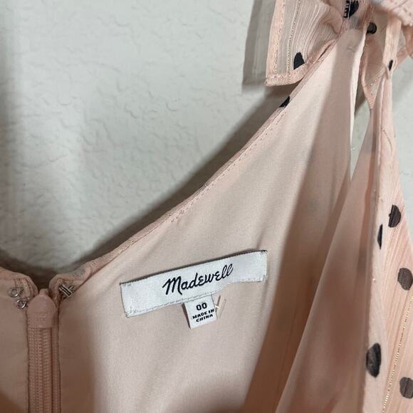 Madewell 00 Ruffle Strap Maxi Dress Pink Polka Dot Hourglass V Neck Sleeveless - Picture 6 of 9